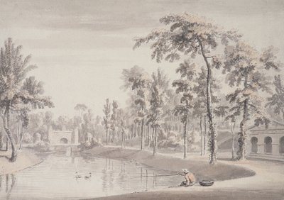 石窟和沉思的寺庙，斯托，1752年（笔和墨水在纸上用石墨洗） 作者 让·巴蒂斯特·克劳德·沙特莱恩